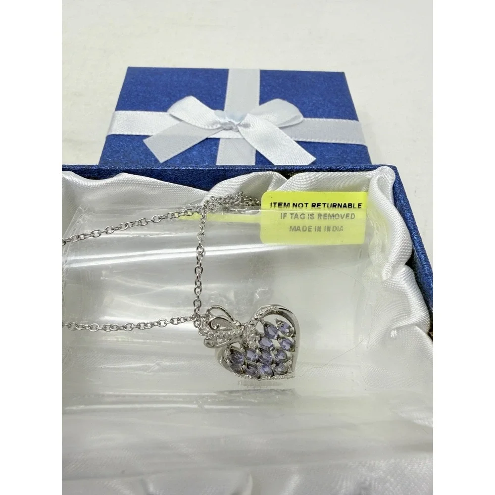 Shop LC Catalina Iolite Heart Pendant With 20in Chain in Stainless Steel 5582